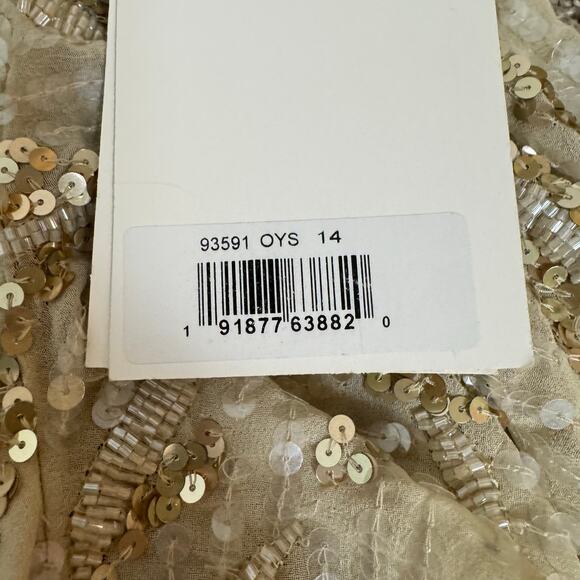 Mac Duggal NWT Women's 14 Sequined V Neck Flutter Sleeve Tea Length Dress 93591 - Picture 7 of 16